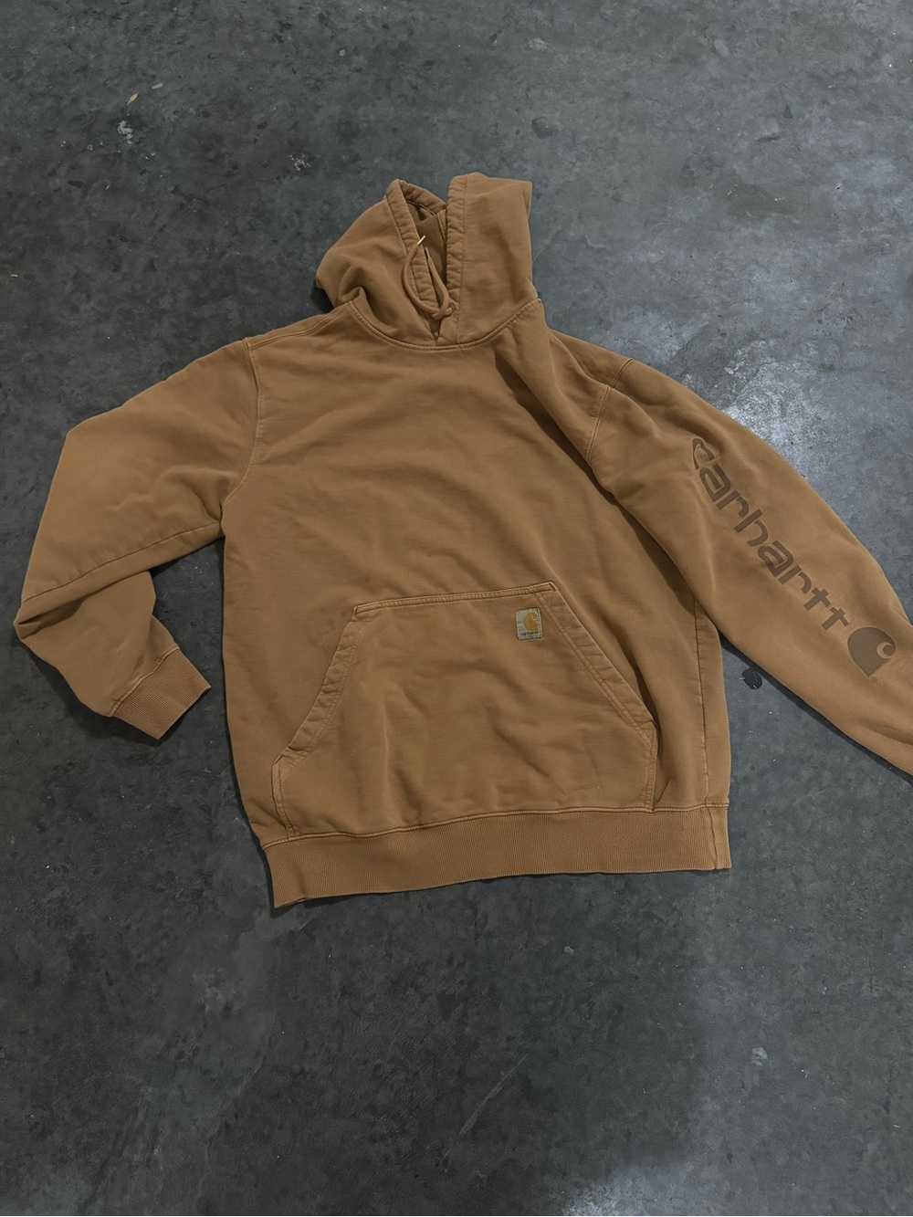 Carhartt Men’s Brown Logo Sleeve Hooded Sweatshirt